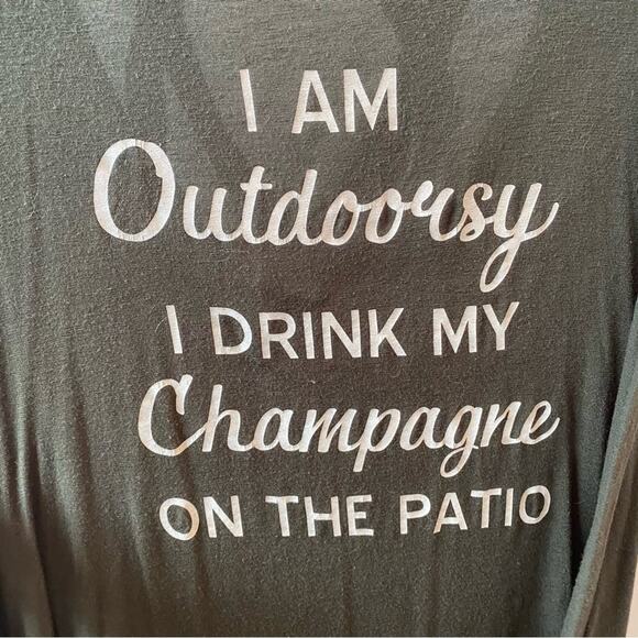 Alya Women's Olive Forest Green Babydoll Graphic Tunic Criss Cross Back Size S - Picture 2 of 8